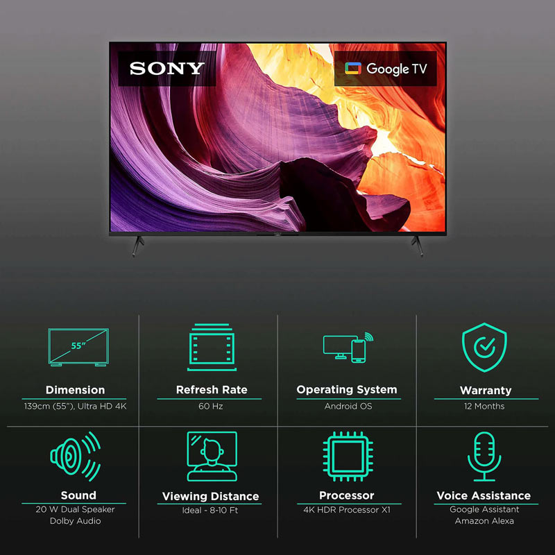 قیمت تلویزیون 2022 سونی 55 اینچ 55X80K زیر کل بازار با ارسال رایگان و پرداخت درب منزل