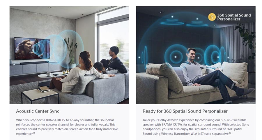 ویژگی های صوتی تلویزیون 2022 سونی X90K ویژگی صدای اکوستیک تلویزیون سونی 2022 x90k